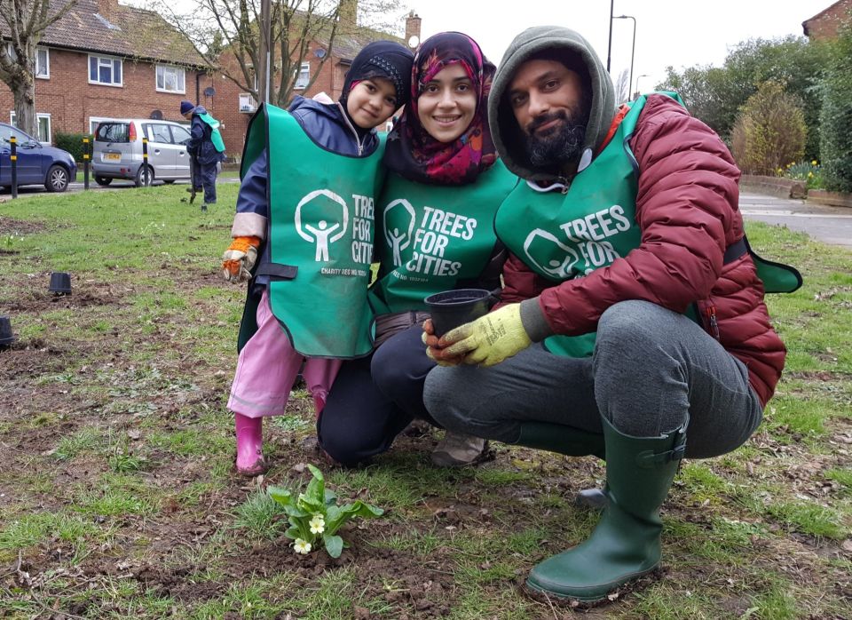 Family at planting event